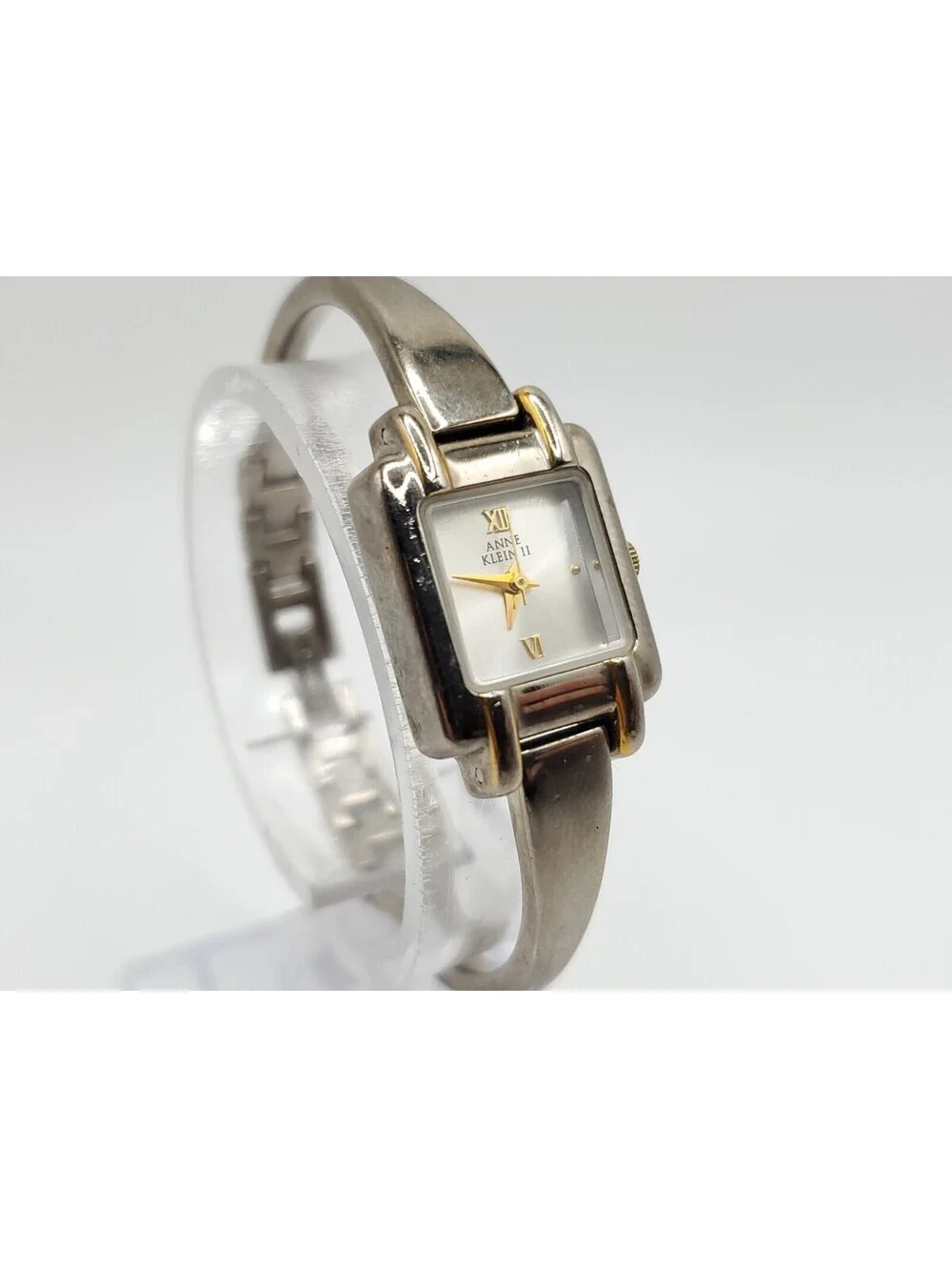 Anne Klein Quartz 16mm Womens Watch New Battery Silver Tone Square